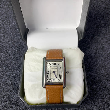 Cartier-style leather strap watch